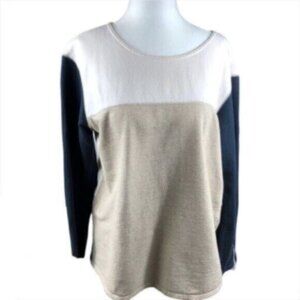 J. Crew Cream Tan Black Color Block Blouse Medium